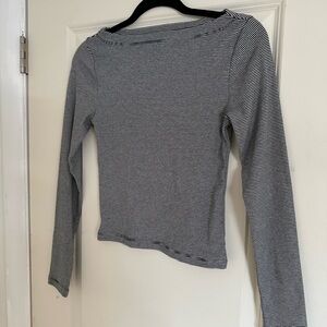 GAP Black and White Striped Long Sleeve Top